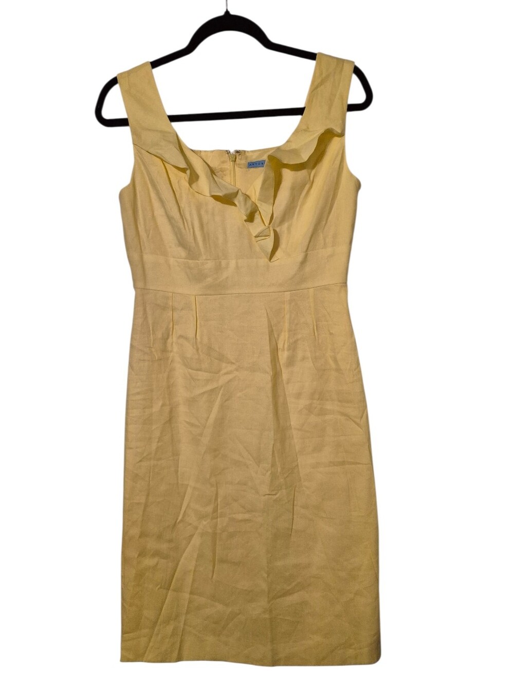 NWT Antonio Melani yellow LINEN blend sheath dress 4